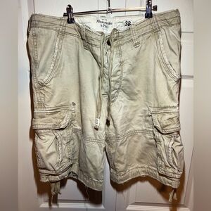 Abercrombie and Fitch Khaki Cargo Shorts, 36W with Drawstring